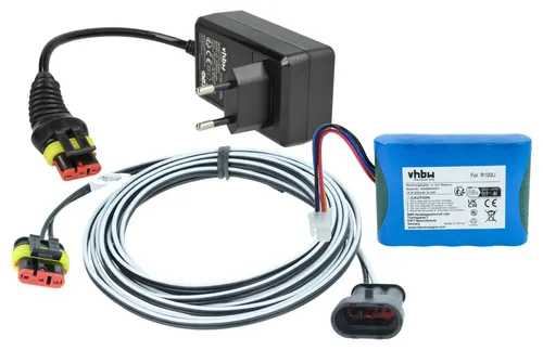 vhbw 1x Netzteil, 1x 3000 mAh Akku, 1x Niederspannungskabel kompatibel mit Husqvarna Automower 305 (2016), 305 (2020), 105 (2016), 105 Rasenmäher