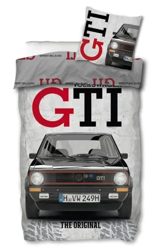 VW Golf GTI Wende-Bettwäsche-Set 135x200 & 80x80, mehrfarbig,SkyBrands