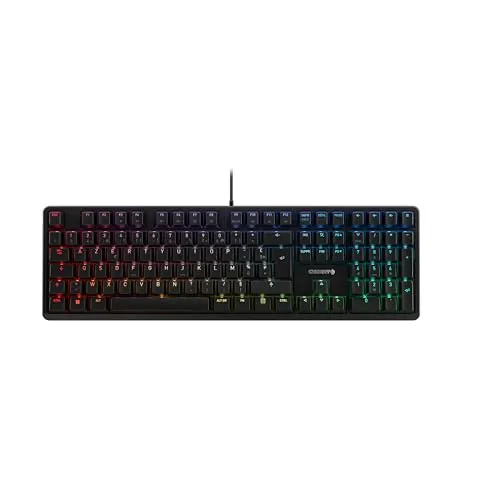 Cherry G80-3000N RGB Tastatur - Mechanische Tastatur in Schwarz mit RGB-Beleuchtung, ideal für Gamer und Vielschreiber, französische Tastatursprache, verkabelt für stabile Verbindung.