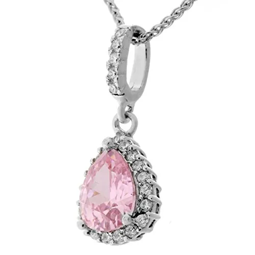 Orphelia Damen-Anhänger met Kette 925 Silber rhodiniert Zirkonia pink Brillantschliff-ZH-7226/PI