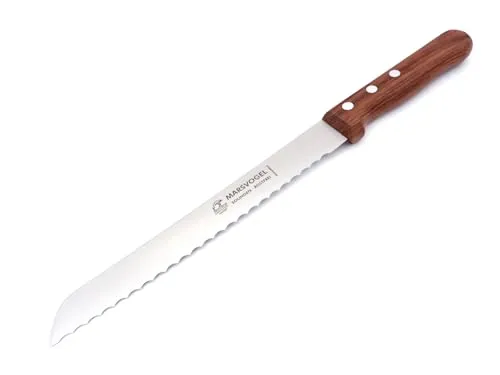 Marsvogel Brotmesser Bubinga - Elegantes Küchenmesser mit Solinger Klinge - Küchenmesser mit hochwertiger Solinger Klinge und edlem Holzgriff aus Bubinga, ideal für präzises Schneiden von Brot und Brötchen.