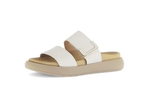 Gabor Pantolette beige 39 EU (6 UK) - Bequeme Pantoletten aus Glattleder in Beige, ideal für den Alltag. Mit einem Klettverschluss für einfachen Einstieg und einer Absatzhöhe von 3.5 cm.