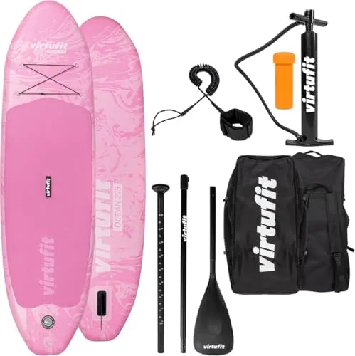 VirtuFit Supboard Ocean 275 - Pink mit Zubehör - Aufblasbares Board für Stand-Up Paddling, stabil und sicher mit umfangreichem Zubehörset für unvergessliche Wassersport-Abenteuer.