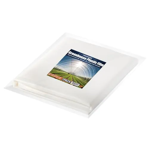 PROMORE Gewächshausfolie Transparent Polyethylenfolie 3,7m x 7,6m Schwerlast UV-beständige Extra Dick Reißfest Gartenfolie Gewächshaus Folie Tunnelfolie