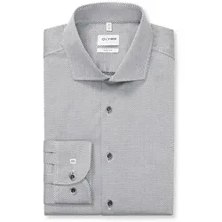 OLYMP Level Five Langarmhemd für Herren, Größe 41, anthrazit - Elegantes Herren-Businesshemd von OLYMP im body fit mit minimalistischem Print. Pflegeleichtes Webmaterial sorgt für hohen Tragekomfort in Meetings und im Alltag.