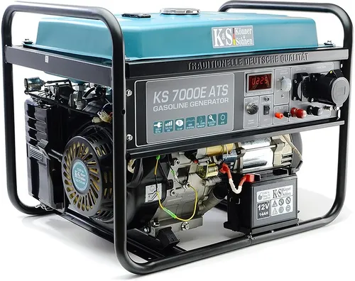 Benzin-Generator KS 7000E ATS 230V 5.5 kW - Stromaggregate: Tragbarer Benzin-Generator mit 5,5 kW Leistung und Anti-Vibrations-Füßen für stabilen Betrieb, ideal für Notstromversorgung.