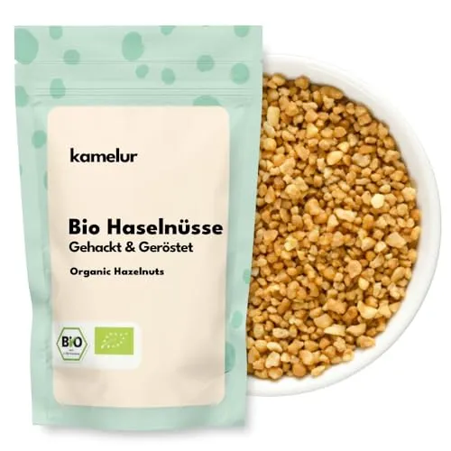 Kamelur Bio Haselnüsse gehackt und geröstet - 500g - BIO Haselnuss gehacktes Granulat naturbelassen und ohne Zusätze