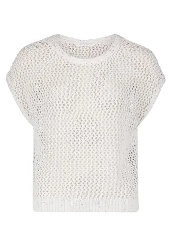 BETTY & CO Damen Strickpullunder mit Effektgarn - Pullover mit Glitzer, lässiger Schnitt und U-Boot-Ausschnitt für hohen Tragekomfort und vielseitige Kombinationsmöglichkeiten, ideal für Freizeit und besondere Anlässe.