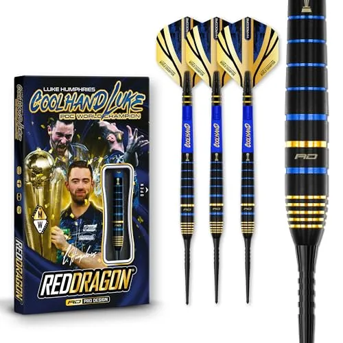 RED DRAGON Luke Humphries TX Serie Premium Wolfram Steeltip Dart Set mit Flüge und Schäften (TX4, 22g)