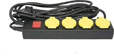 Mehrfachsteckdose - Outdoor 4 fach Steckdosenleiste mit Kindersicherung und Schalter (1,4 m Kabel) schwarz (5 m Kabel)