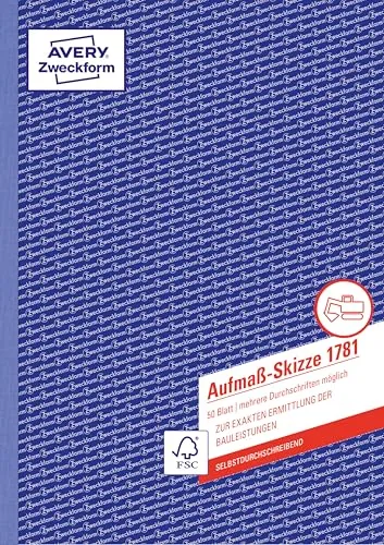 Avery Zweckform 1781 Aufmaßbuch A4 50 Blatt selbst