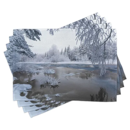 Tischset Platzset 4er Set Nordic Schnee Natur Icy