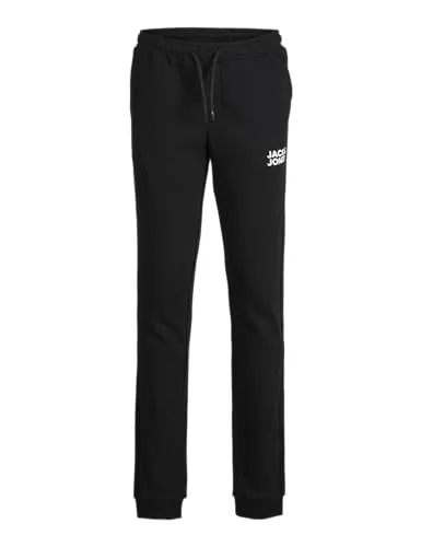 Jack & Jones Junior Sweathose GORDON NEW – Schwarz/Weiß - Bequeme Sweathose für Kinder, ideal für Fitness und Freizeit. Hergestellt aus 70% Baumwolle, sorgt sie für hohen Tragekomfort und ist pflegeleicht.