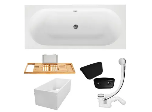 Besco VITAE Rechteck-Badewanne 150x75 cm mit Wannenträger und Zubehör - Moderne Badewanne aus Acryl, ideal für kleine Bäder. Rutschsichere Oberfläche und einfache Reinigung bieten Komfort und Sicherheit. CE-zertifiziert, mit 10 Jahren Herstellergarantie.