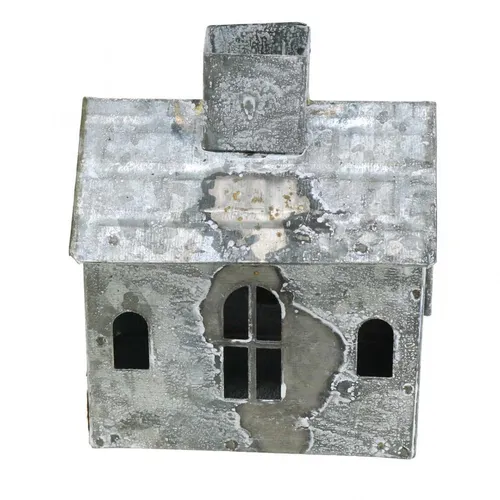 Windlicht Haus Metall Shabby Chic Weiß Rost Vintage Kerzenhalter Deko H11cm