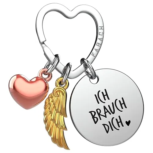 FABACH Schlüsselanhänger Schutzengel Glücksbringer mit Herz und Gravur - Ich liebe dich - Partner Geschenk - Freundin Geschenk Liebe - Engel Schlüsselanhänger Liebesgeschenke
