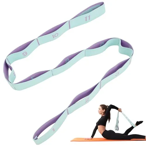 AiQInu Yoga Stretch Gurt, Resistance Bands Mit 11 Schleifen, Hochelastischer Fitnessbänder, Hochelastischer Elastische Widerstandsbänder für Pilates Fitness Stretching Training