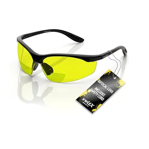 voltX CONSTRUCTOR Bifokale Schutzbrille mit Lesehilfe (Gelb +3,0 Dioptrien)