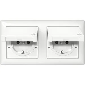Gira Steckdose SCHUKO 415803 KD+Set IP44+Rahmen 2f St 55 rws - Lichtschalter mit 2-facher Schutzkontaktsteckdose, IP44, ideal für den Außenbereich. Mit Klappdeckel und Dichtungsset, UV-beständig und langlebig.
