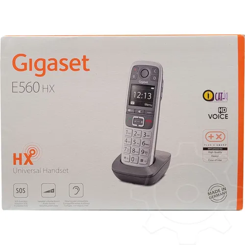 Gigaset E560HX - Französische Version - Festnetztelefon in elegantem Silber, ideal für den französischen Markt, mit benutzerfreundlichen Funktionen und großer Reichweite.