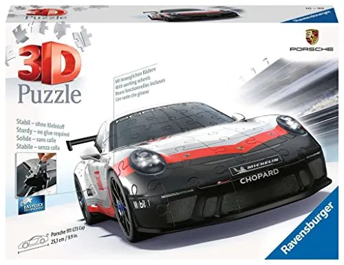 Puzzle - Porsche 911 GT3 Cup 11147 - 108 Teile 3D - 3D-Puzzle für Porsche-Fans, 108 stabile Teile mit Easyclick-Technologie für perfekten Halt, inklusive 25 Zubehörteilen für ein realistisches Modell.