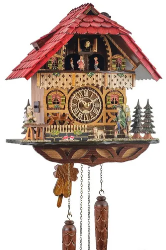 Eble Wanduhr mit Kuckuckruf - Hochwertige Wanduhr aus Massivholz, 38 x 33 cm. Mit präzisem Quarzuhrwerk und effektvollem Kuckuckruf stündlich. Handgefertigte Details und 12 Melodien machen sie zum Blickfang in jedem Raum.