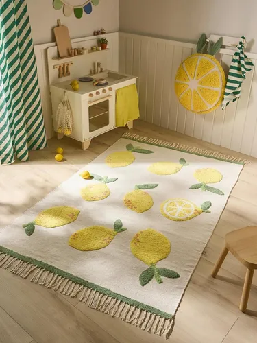 Lytte Kinderteppich Alma Cream/Gelb 80x120 cm - Stylischer Teppich für das Kinderzimmer - Der Lytte Kinderteppich Alma bringt Farbe ins Kinderzimmer und sorgt für Gemütlichkeit. Ideal als Akzent oder sanfter Hintergrund, fügt er sich harmonisch in jede Einrichtung ein.