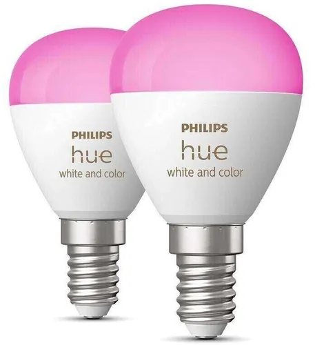 Philips Hue White Ambiance Color E14 Luster LED Lampe - dimmbar, bis zu 16 Mio. Farben, steuerbar via App und kompatibel mit Amazon Alexa, Doppelpack für individuelle Beleuchtung