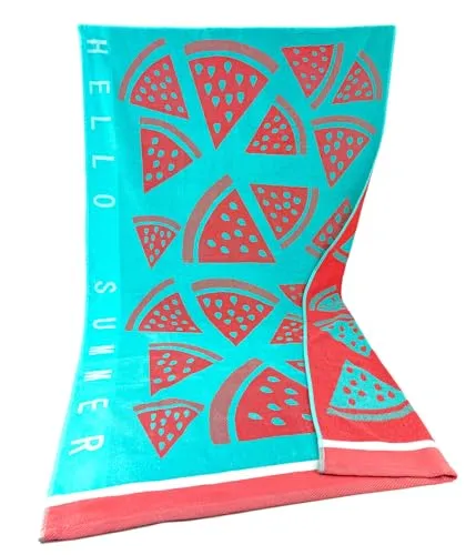 heimtexland ® Strandtuch Soft Velours Badetuch Sommer Handtuch 90 x 160 cm Duschtuch saugstark Frottier 100% Baumwolle Oeko-TEX Typ907 Melone - 1 Stück