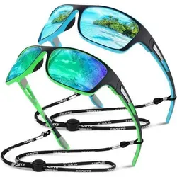 Sunier Polarisierte Sport Sonnenbrille UV400 Schutz - Herren Sonnenbrille mit polarisierten Gläsern für klare Sicht und Blendungsreduzierung. Robuster Rahmen, ideal für Outdoor-Aktivitäten. 100% UV400-Schutz schützt Ihre Augen.