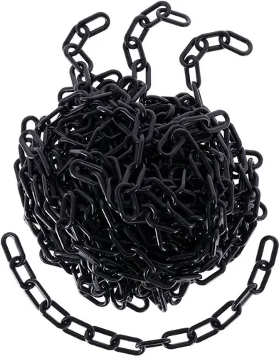 TIBU Absperrkette Kunststoff Warnkette Kunststoffkette 8 mm Stärke - Schwarz - Länge 100 cm - witterungsbeständig und stabil
