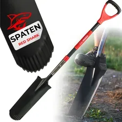 Spaten Strend Pro Premium Redshark, Schmal, Drainierend, Mit Glasfaserstiel D 1280 Mm, 10 Jahre Garantie.