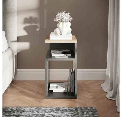 Vicco Nachtschrank Elios, Anthrazit/Goldkraft Eiche, 25 x 65.3 cm