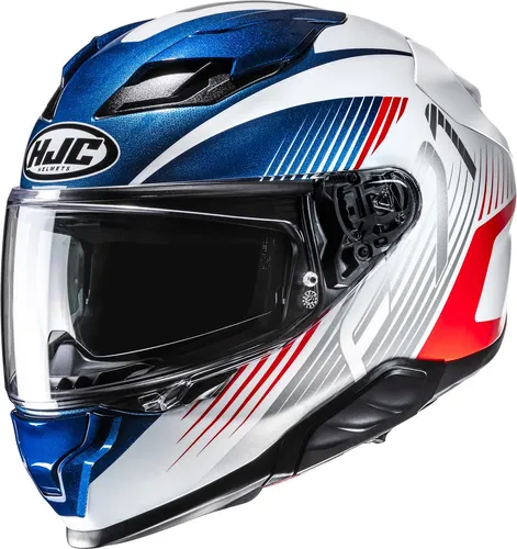 HJC F71 Catos MC21 Integralhelm - Weiß / Blau / Rot - Der HJC F71 Catos Integralhelm kombiniert sportliches Design mit modernster Sicherheitstechnik. Mit einem leichten Fiberglas-Verbundmaterial und optimaler Belüftung ist er ideal für Touren und dynamische Fahrten.