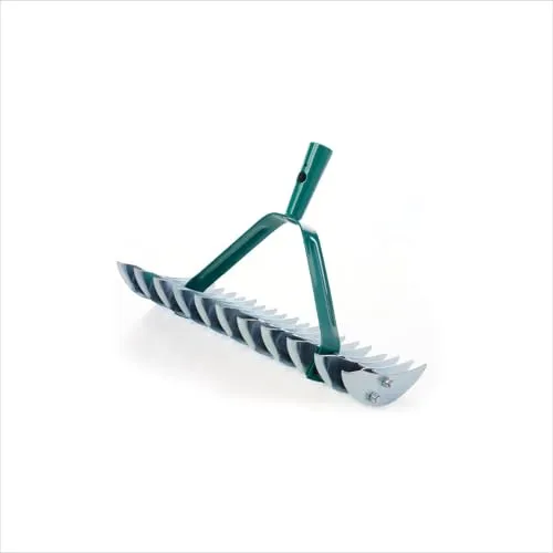 Hand-Vertikutierer Rasenlüfter 32 Klingen aus Metall rostfrei und stabil Unkrautentferner Bodenbelüfter Harke Gartenzubehör