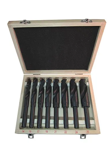 Weischer® - HSS Schaftbohrer Set Ø 14-25 mm | 8-tlg. Spiralbohrer Metallbohrer | Bohrer Metall Stahl | stabiles & bruchfestes Set