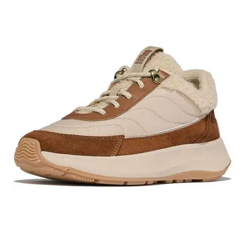 Fitflop F-MODE FLOW SHEARLING MIX Sneaker - Komfortabler Alltagsschuh in tiefem Tan - Sneaker in Größe 40 EU, aus Veloursleder mit warmem Futter. Ideal für lässige Outfits, bietet hervorragenden Tragekomfort und stylisches Design.