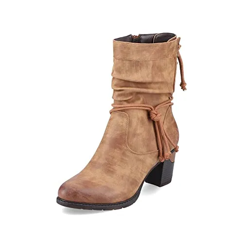 Cowboy Stiefelette RIEKER für Damen, Gr. 42, elegant in hellbraun - Elegante Westernstiefelette aus Lederimitat mit Slouchy-Schaft und wärmendem Innenmaterial, ideal für stilvolle Wanderungen und Freizeit.