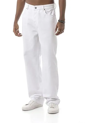 Jeanshose – Gerade geschnittene Denim Hose mit 5-Pocket-Style – Klassische Straight Fit Jeans für Freizeit & Streetwear Weiß W30 L32
