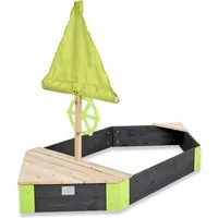 EXIT Sandkasten Aksent Boot - Grau - FSC®-zertifizierter Sandkasten mit drehbarem Steuerrad und verstecktem Stauraum, ideal für Kinder ab 3 Jahren. Perfekt für stundenlangen Spielspaß im Freien!
