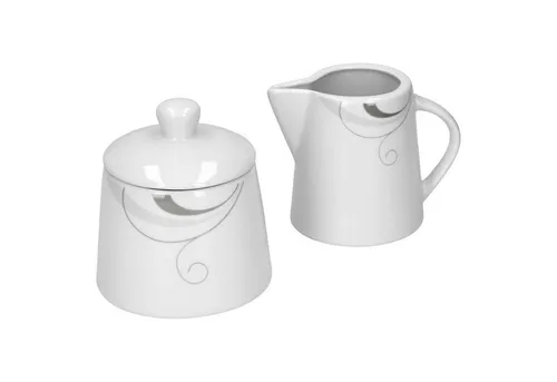 van Well Milch- und Zuckerset Kaffeeergänzungsset Milchkännchen & Zuckerdose Portofino, Porzellan