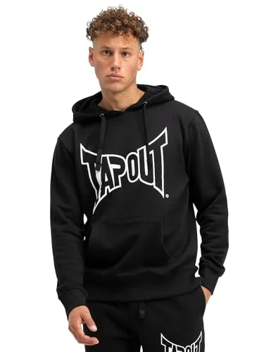 Tapout Herren Kapuzensweatshirt Lifestyle Basic Hoodie Normale Passform, Black/White, S