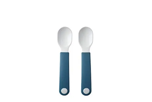 Mepal – Lernlöffel Mepal Mio – Baby Lernlöffel – Lernbesteck – Spülmaschinengeeignet & BPA frei – 2er Set – Deep blue