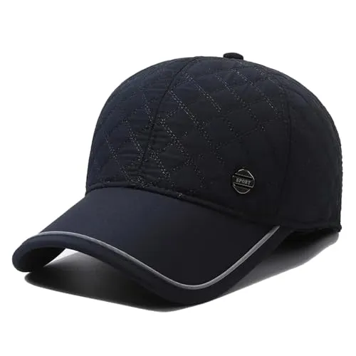 Sporty Winter Baseballcap mit Ohrenklappen für Herren - Warme, wasserdichte Baseballmütze mit faltbaren Ohrenschützern, ideal für Outdoor-Aktivitäten wie Camping und Wandern, verstellbar von 56-60cm Kopfumfang.