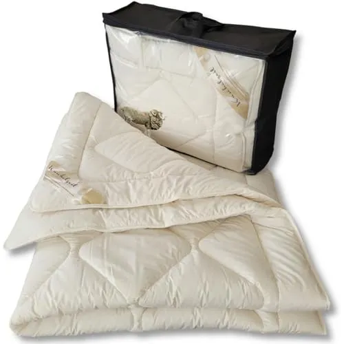 Meivita Merino Schafschurwolle Ganzjahresdecke 155 x 220 cm - Bettdecken aus 100% Merino Schafschurwolle, ideal für ganzjährigen Komfort bei normalem Wärmebedarf. Der cremefarbige Baumwollbezug sorgt für ein angenehmes Schlafklima.