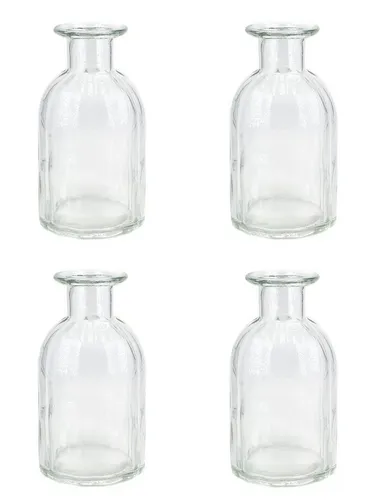 Creativery Dekovase, Vasen Glas gerillt 14cm klar transparent 250ml 4er Set