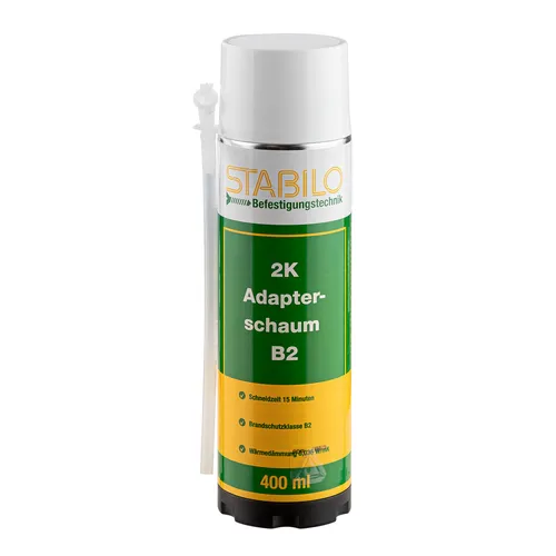 STABILO 2K Adapterschaum 400 ml – Schnelltrocknender Bauschaum für Fenster und Türen - Bauschaum, schnelltrocknend und schäumstark, ideal für die schnelle Montage von Türen und Fenstern.