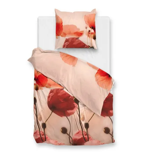 ZO HOME Bettwäsche ZO!Home, Renforcé, 2-teilig, Mohnblumen, rosé - Hochwertige 2-teilige Bettwäsche aus 100% Baumwolle im floralen Design. Mit Reißverschluss für einfachen Bezug. Ideal für einen stilvollen Schlafbereich.