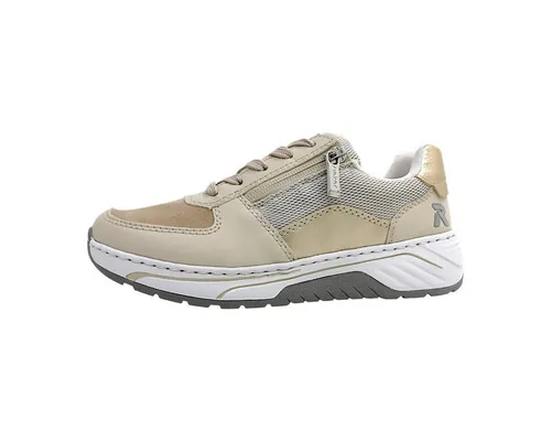 Rieker Damen Low-Top Sneaker 53101 – Bequeme Halbschuhe für Alltag und Freizeit - Bequemer Low-Top Sneaker für Damen in Beige mit Reißverschluss. Die extraweite Passform und die lose Einlage sorgen für optimalen Komfort und Bewegungsfreiheit.
