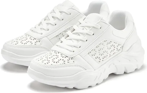 LASCANA Sneaker weiß Größe 39 - Veganer Sneaker mit stylischen Cut-Outs, aus hochwertigem Kunstleder gefertigt. Ideal für modebewusste Frauen, die Komfort und Stil suchen.